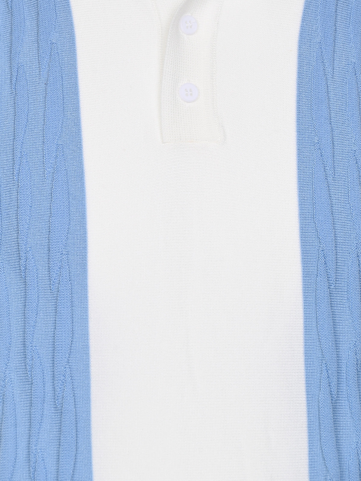 Franco White And Light Blue Cotton Blend Solid Polo T-shirt For Men