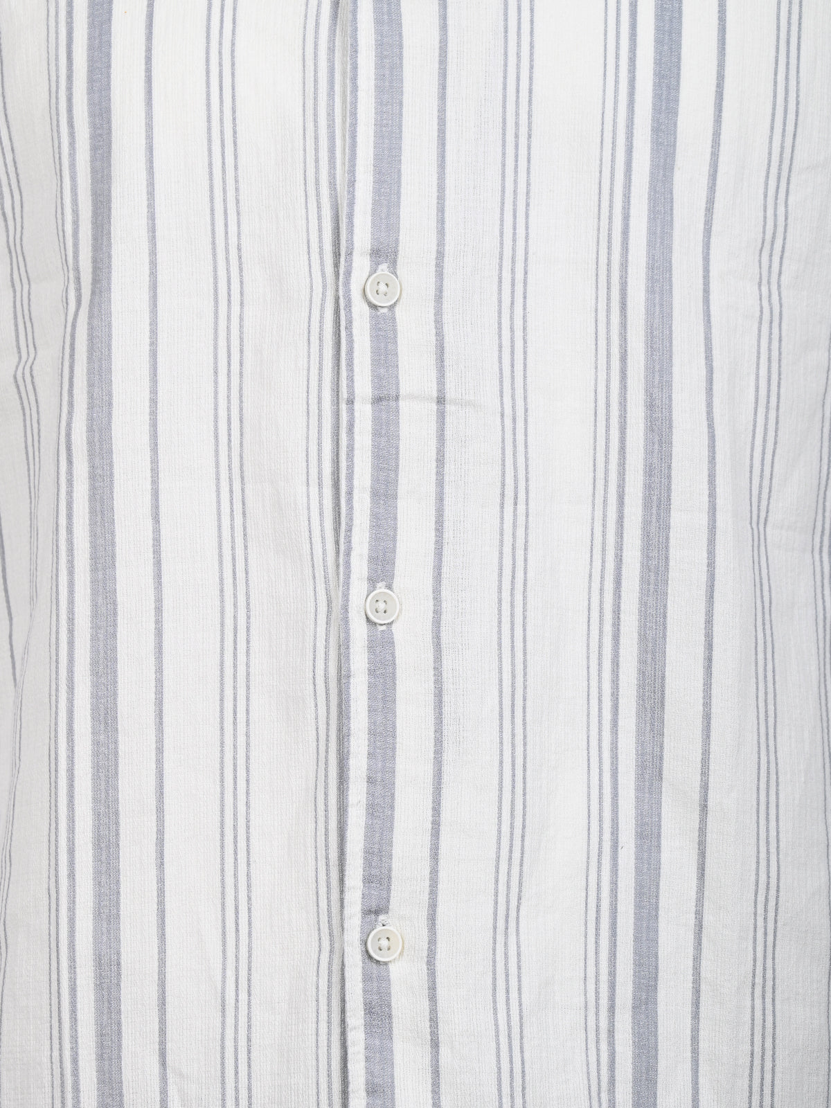 Franco Grey Cotton Blend Striped Shirt For Men