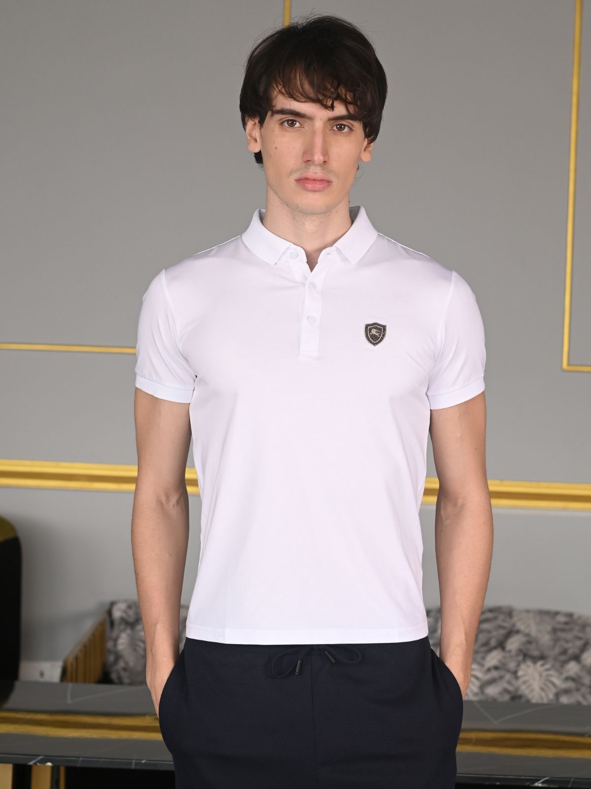 White Solid Cotton Jersey T-shirt For Men