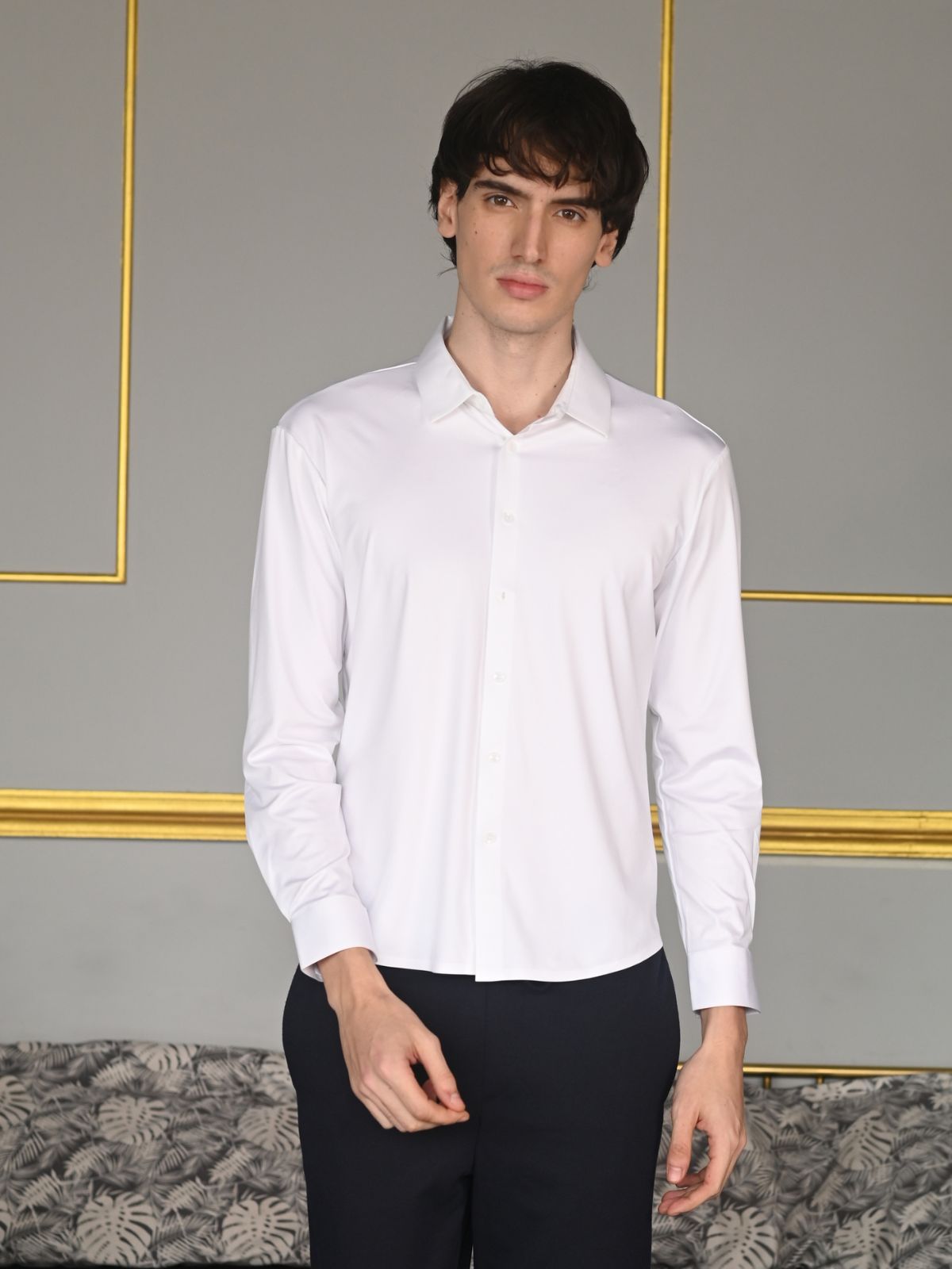 White Solid Polyester Lyvra Formal Shirt For Men