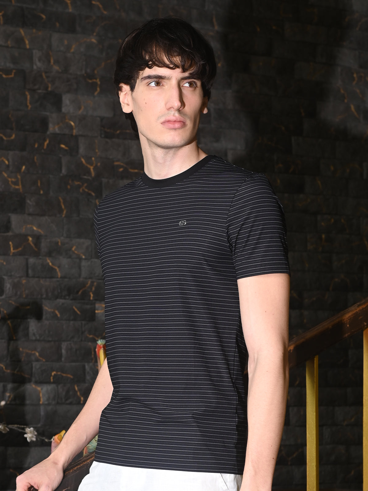 Black Printed polyester Lycra T-shirt For Men