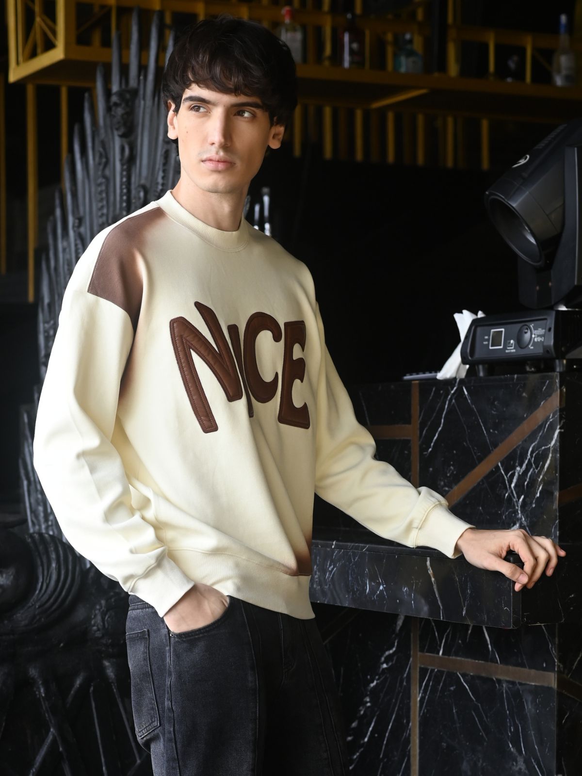 Off White Embellished Heavy gsm rib T-shirt For Men