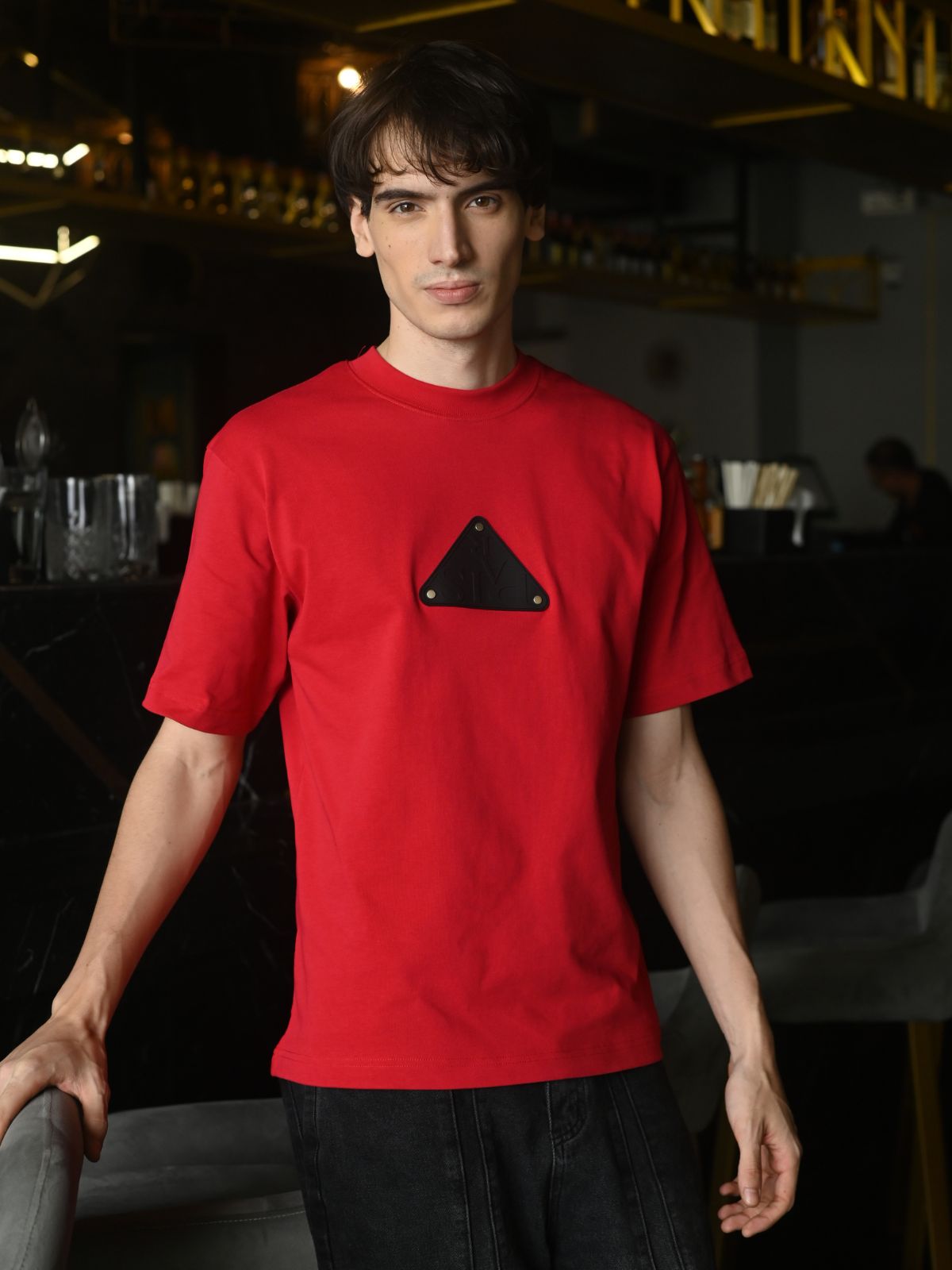 Red Solid Cotton Rib T-shirt For Men