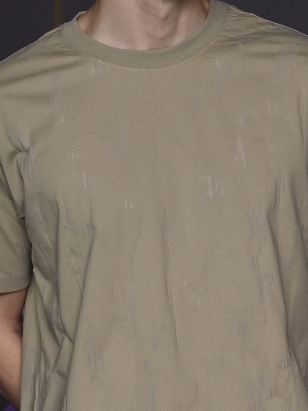 Tan Solid Designed Cotton jersey T-shirt For Men