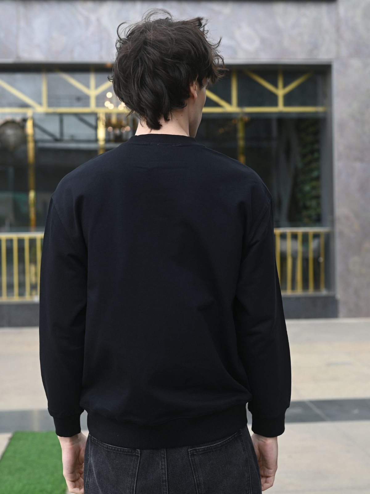 Black Patterned Cotton T-shirt For Men