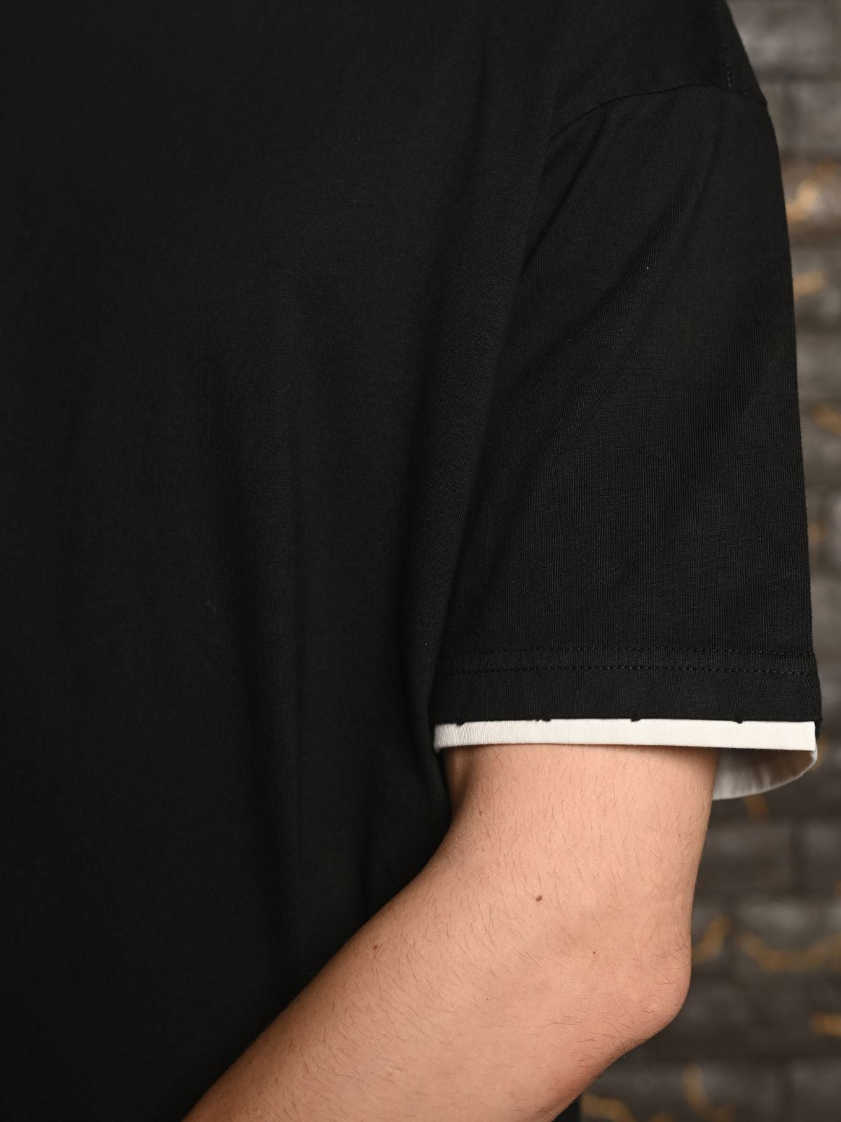 Black Embellished Cotton jersey T-shirt For Men