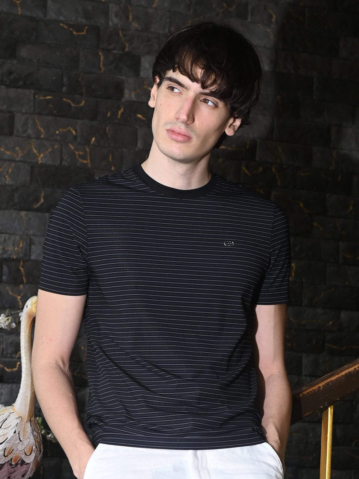 Black Printed polyester Lycra T-shirt For Men