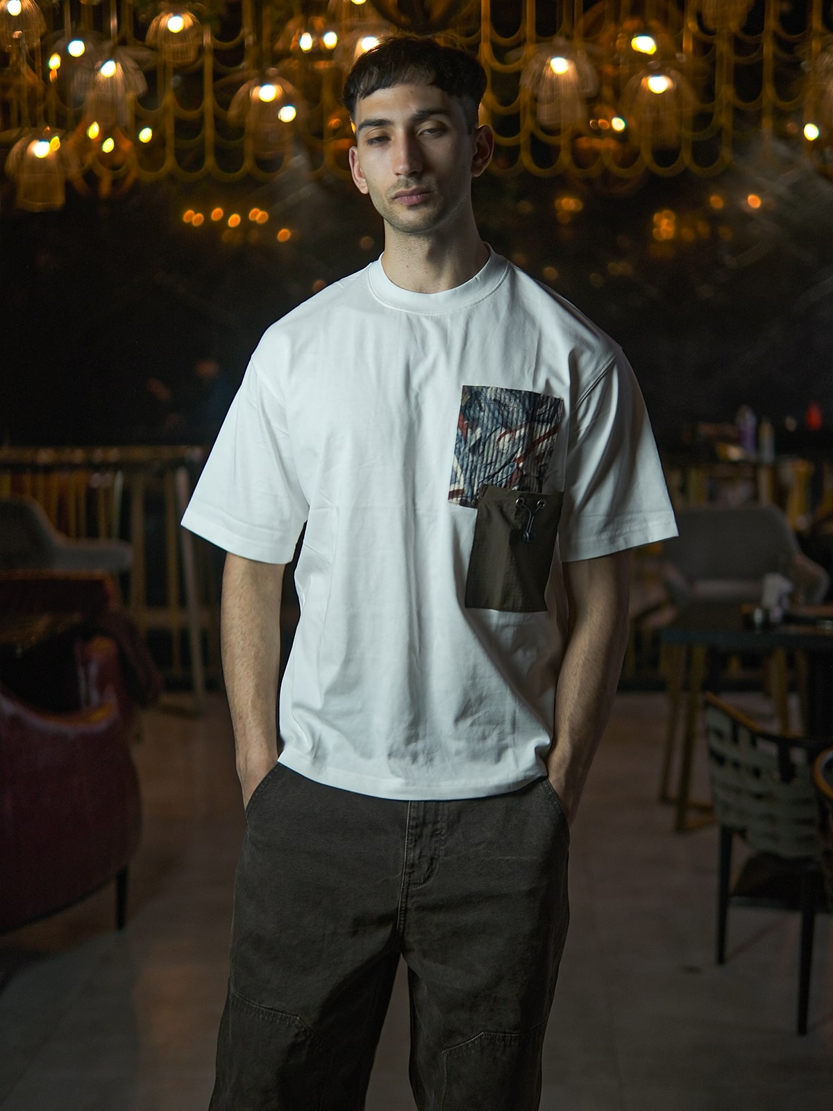 White Cotton Jersey Embellished T-Shirt For Men