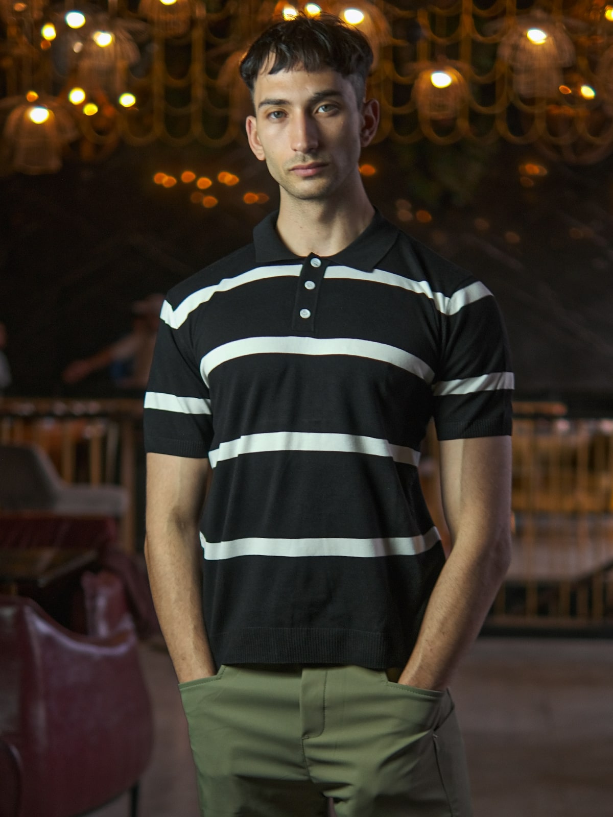 Black Cotton Rib Jersey Printed T-Shirt For Men