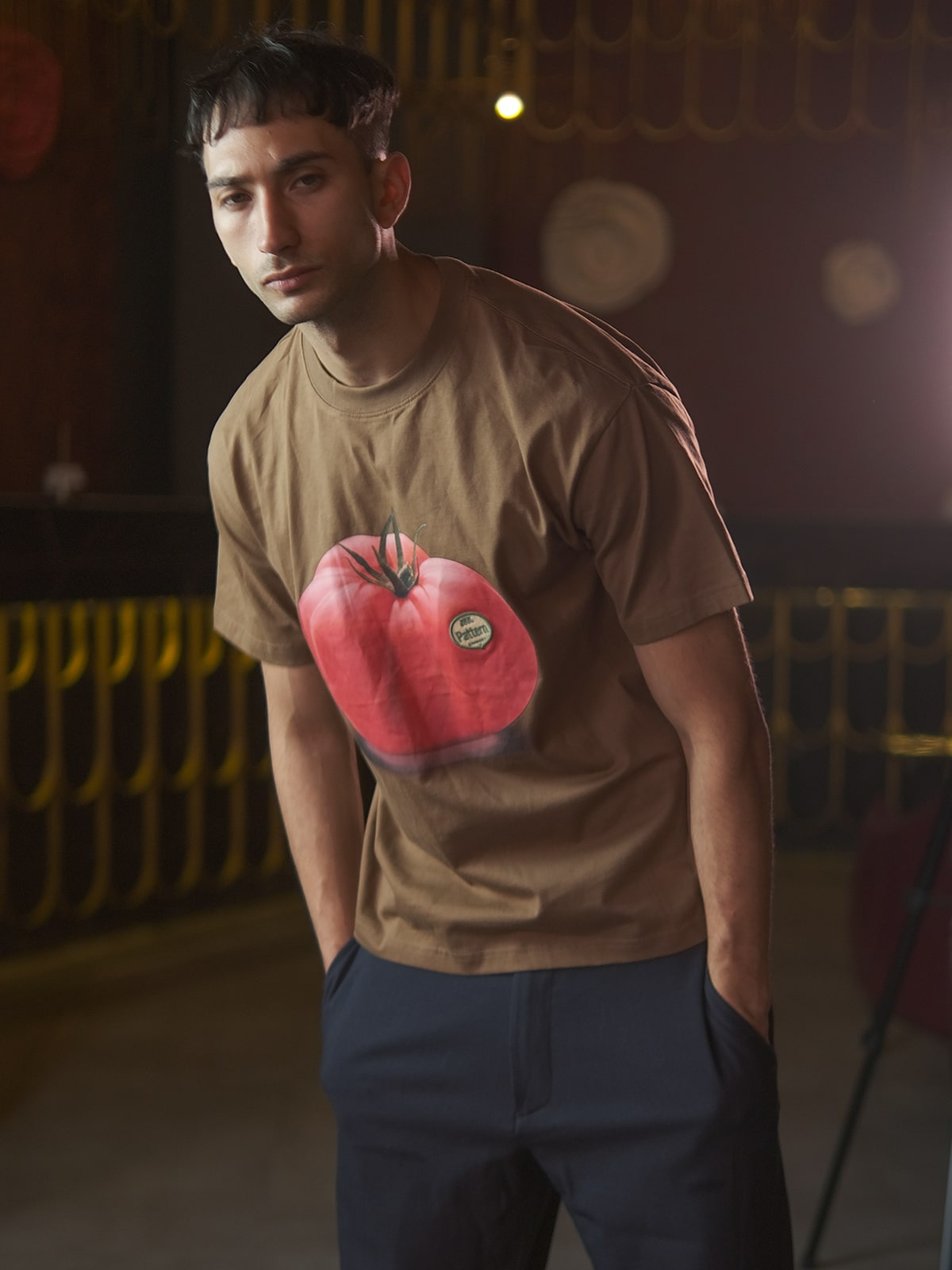 Brown Cotton Jersey Printed T-Shirt For Men