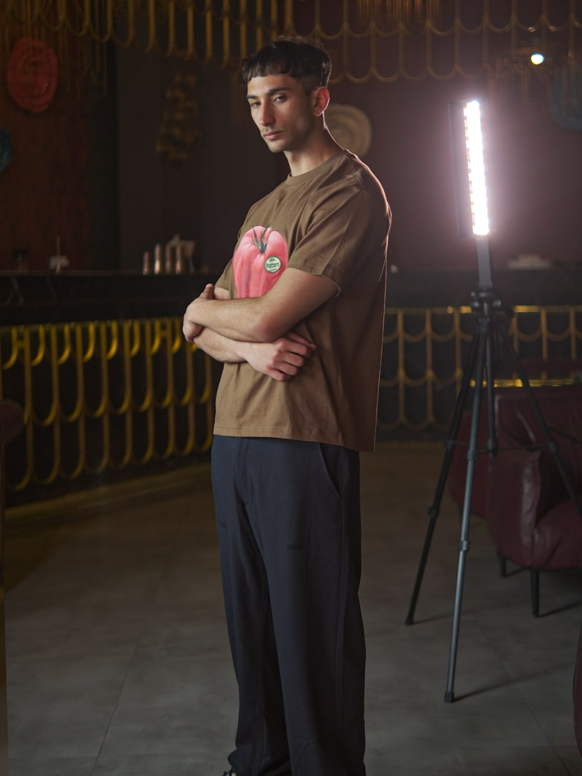 Brown Cotton Jersey Printed T-Shirt For Men