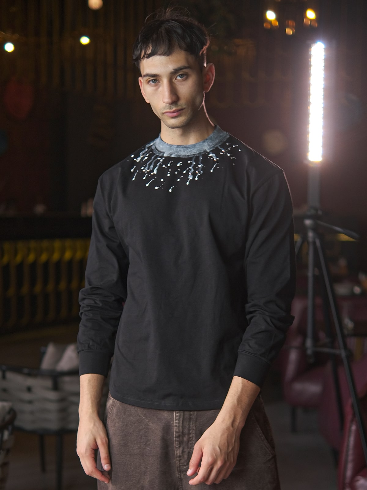 Black Cotton Jersey Printed Sweatshirt For Men