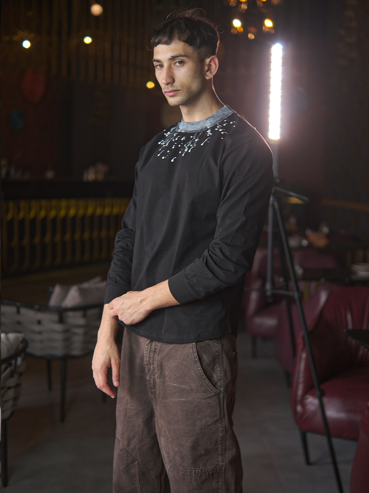 Black Cotton Jersey Printed Sweatshirt For Men